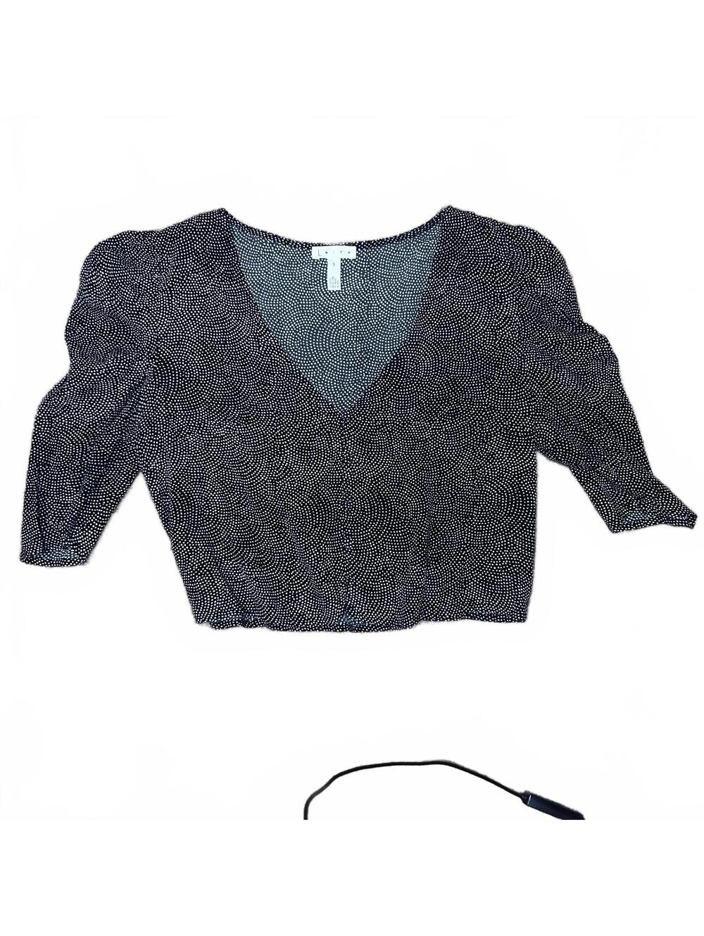 Puff Sleeve Cropped top Black white pattern - LEITH size small